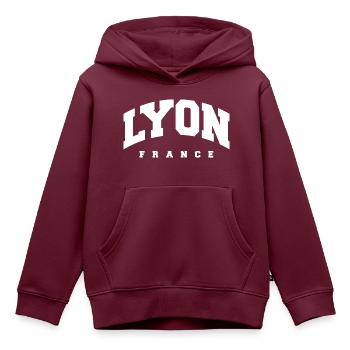 Lyon - Kinder Premium Organic Hoodie - Burgunderrot - Vorne - AI Model Kid Female (0cm)