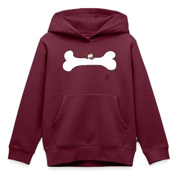 Hund mit Knochen - Kinder Premium Organic Hoodie - Burgunderrot - Vorne - AI Model Kid Female (0cm)