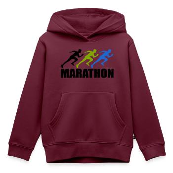 marathon - Kinder Premium Organic Hoodie - Burgunderrot - Vorne - AI Model Kid Female (0cm)