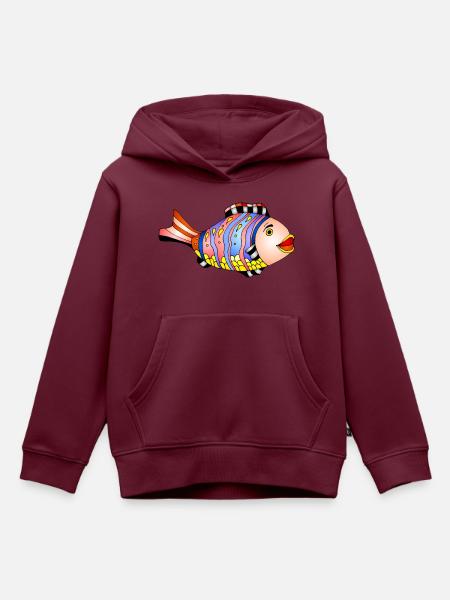 Fisch - Kinder Premium Organic Hoodie - Burgunderrot