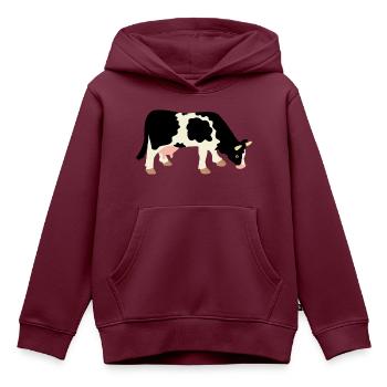 Kuh - Kinder Premium Organic Hoodie - Burgunderrot - Vorne - AI Model Kid Female (0cm)