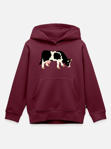 Kuh - Kinder Premium Organic Hoodie - Burgunderrot