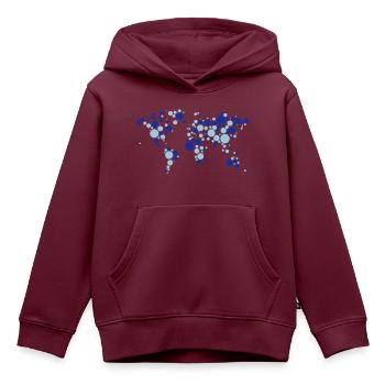 Weltkarte Erde Planet Globus Kontinent Kreis Punkt - Kinder Premium Organic Hoodie - Burgunderrot - Vorne - AI Model Kid Female (0cm)