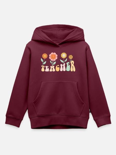 Groovy Blumenlehrerin - Kinder Premium Organic Hoodie - Burgunderrot
