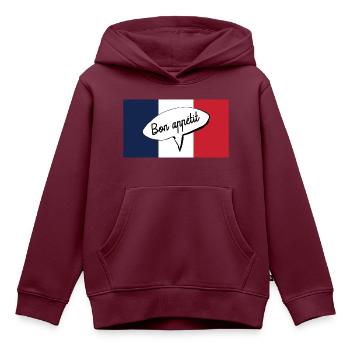 Guten Appetit mit französischer Flagge Genießen Sie Ihr Essen - Kinder Premium Organic Hoodie - Burgunderrot - Vorne - AI Model Kid Female (0cm)
