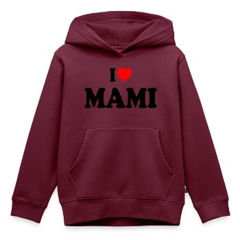 I love mami - Kinder Premium Organic Hoodie - Burgunderrot - Vorne - AI Model Kid Female (0cm)
