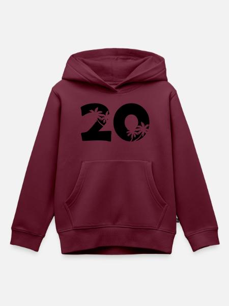 20 - Kinder Premium Organic Hoodie - Burgunderrot