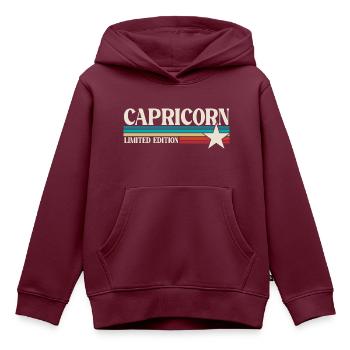 Sternzeichen Steinbock - Kinder Premium Organic Hoodie - Burgunderrot - Vorne - AI Model Kid Female (0cm)
