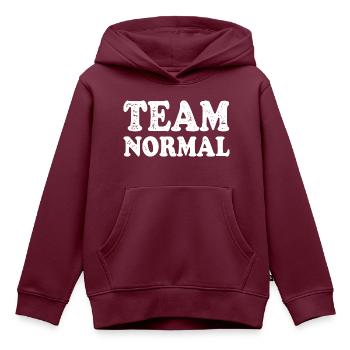 Team Normal - Kinder Premium Organic Hoodie - Burgunderrot - Vorne - AI Model Kid Female (0cm)