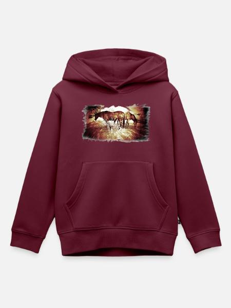 Horses - Kinder Premium Organic Hoodie - Burgunderrot