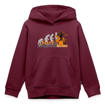 Drums, drummer, Schlagzeug, Evolution Musik - Kinder Premium Organic Hoodie - Burgunderrot - Vorne - AI Model Kid Female (0cm)