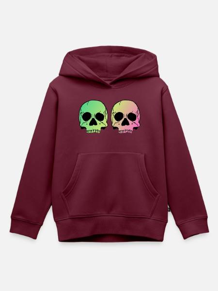 Two skulls - Kinder Premium Organic Hoodie - Burgunderrot