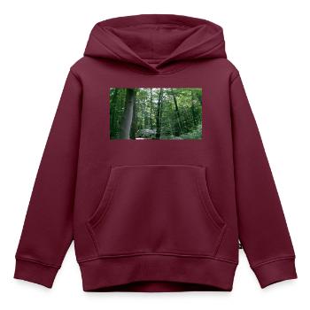 wald - Kinder Premium Organic Hoodie - Burgunderrot - Vorne - AI Model Kid Female (0cm)