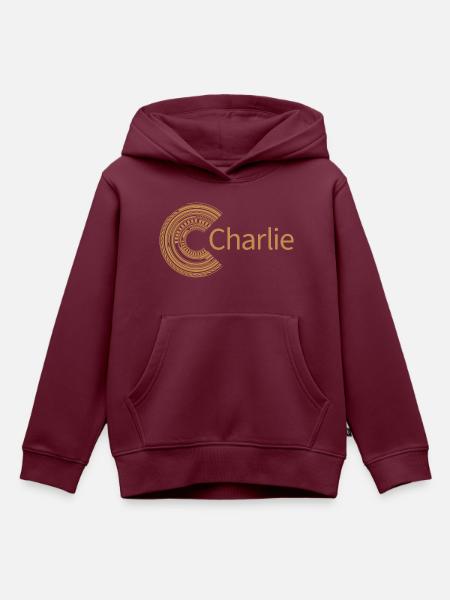 Für Charlie - Kinder Premium Organic Hoodie - Burgunderrot
