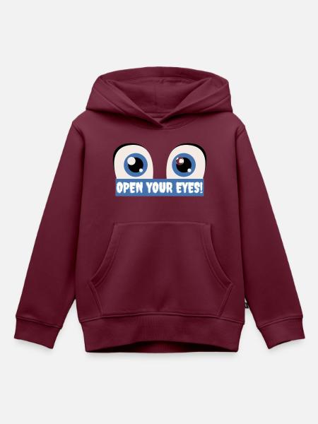 Open your eyes - Kinder Premium Organic Hoodie - Burgunderrot