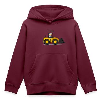 Bagger - Kinder Premium Organic Hoodie - Burgunderrot - Vorne - AI Model Kid Female (0cm)