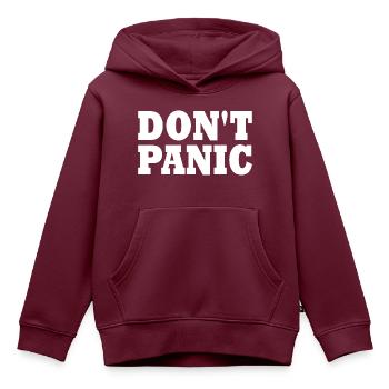 don't panic - Kinder Premium Organic Hoodie - Burgunderrot - Vorne - AI Model Kid Female (0cm)