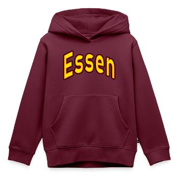 essen - Kinder Premium Organic Hoodie - Burgunderrot - Vorne - AI Model Kid Female (0cm)