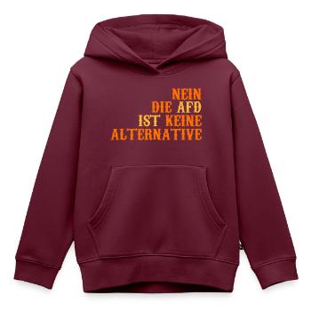 NEIN DIE AFD IST KEINE ALTERNATIVE - Kinder Premium Organic Hoodie - Burgunderrot - Vorne - AI Model Kid Female (0cm)
