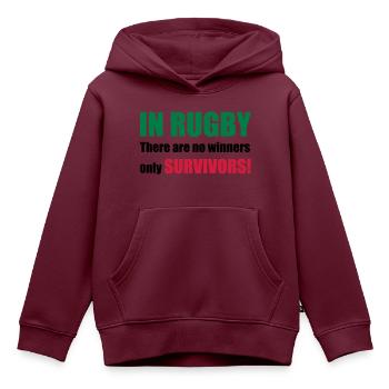 rugby - Kinder Premium Organic Hoodie - Burgunderrot - Vorne - AI Model Kid Female (0cm)