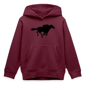 Rennpferd galoppieren Pferd mit Reiter und schwarz - Kinder Premium Organic Hoodie - Burgunderrot - Vorne - AI Model Kid Female (0cm)