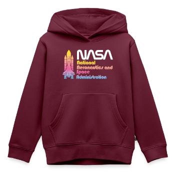 NASA National Aeronautics And Space Administration - Kinder Premium Organic Hoodie - Burgunderrot - Vorne - AI Model Kid Female (0cm)