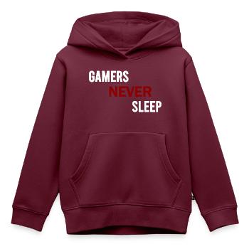 Gamer schlafen nie - Kinder Premium Organic Hoodie - Burgunderrot - Vorne - AI Model Kid Female (0cm)