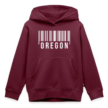 Oregon Strichcode - Kinder Premium Organic Hoodie - Burgunderrot - Vorne - AI Model Kid Female (0cm)