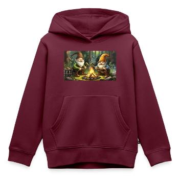 süße kleine Zwerge Alltag – mit Woodlous - Kinder Premium Organic Hoodie - Burgunderrot - Vorne - AI Model Kid Female (0cm)