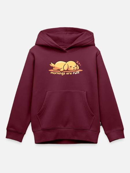 Morgens sind Wuff - Kinder Premium Organic Hoodie - Burgunderrot