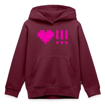 Herzen mit drei Ausrufezeichen - Kinder Premium Organic Hoodie - Burgunderrot - Vorne - AI Model Kid Female (0cm)