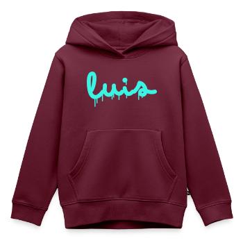 Name Luis - Kinder Premium Organic Hoodie - Burgunderrot - Vorne - AI Model Kid Female (0cm)