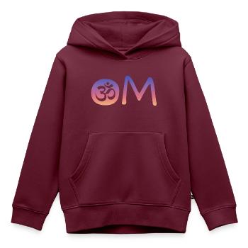 Om - Kinder Premium Organic Hoodie - Burgunderrot - Vorne - AI Model Kid Female (0cm)