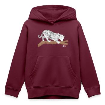 Schneeleopard - Kinder Premium Organic Hoodie - Burgunderrot - Vorne - AI Model Kid Female (0cm)