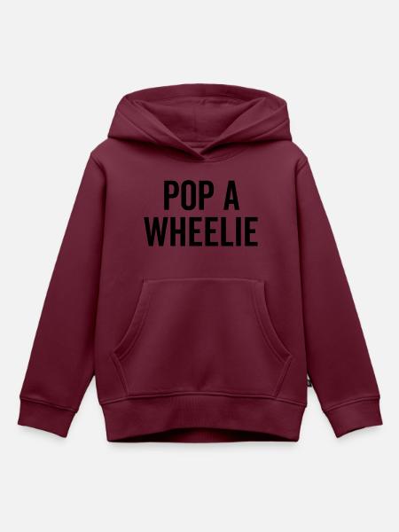Pop a Wheelie - Kinder Premium Organic Hoodie - Burgunderrot