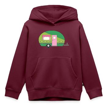 Wohnwagen Camping Lustiges - Kinder Premium Organic Hoodie - Burgunderrot - Vorne - AI Model Kid Female (0cm)