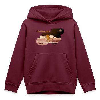 Horizontale extra-haarige Kreatur - Kinder Premium Organic Hoodie - Burgunderrot - Vorne - AI Model Kid Female (0cm)