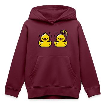 Quietscheenten Badeenten - Kinder Premium Organic Hoodie - Burgunderrot - Vorne - AI Model Kid Female (0cm)