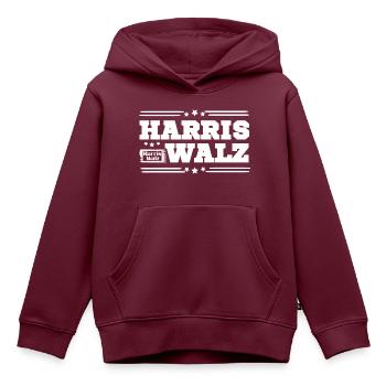Harris Walz - Kinder Premium Organic Hoodie - Burgunderrot - Vorne - AI Model Kid Female (0cm)