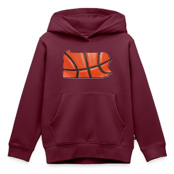 Basketball in der Pennsylvania State Landkarte - Kinder Premium Organic Hoodie - Burgunderrot - Vorne - AI Model Kid Female (0cm)
