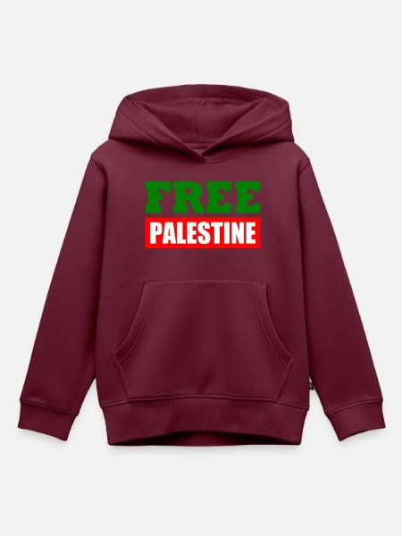 Free palestine - Kinder Premium Organic Hoodie - Burgunderrot