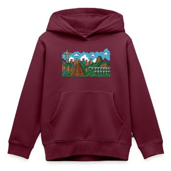 rio de janeiro stadt - Kinder Premium Organic Hoodie - Burgunderrot - Vorne - AI Model Kid Female (0cm)