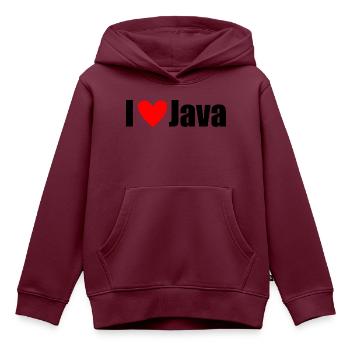 I LOVE Java - Kinder Premium Organic Hoodie - Burgunderrot - Vorne - AI Model Kid Female (0cm)