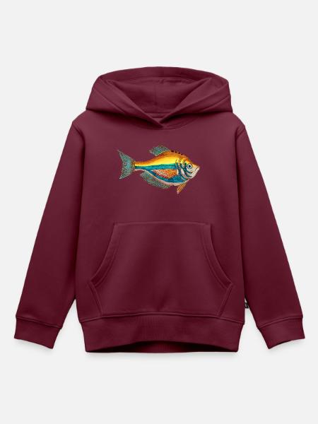 Fischerglück - Anglerglück - Bunter Fisch - Kinder Premium Organic Hoodie - Burgunderrot