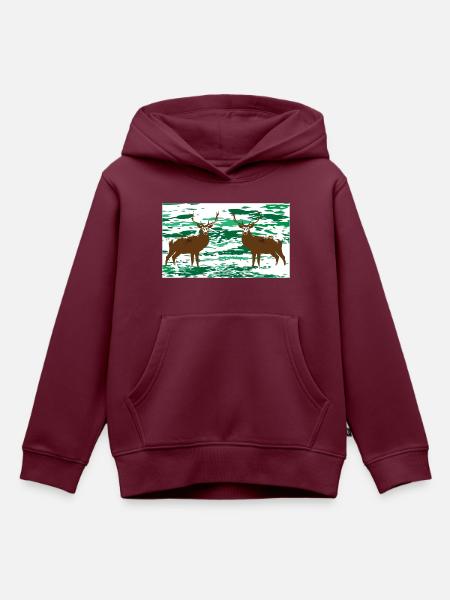 Hirsche im Wald - Kinder Premium Organic Hoodie - Burgunderrot