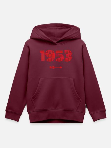 Jahrgang 1953 - Kinder Premium Organic Hoodie - Burgunderrot