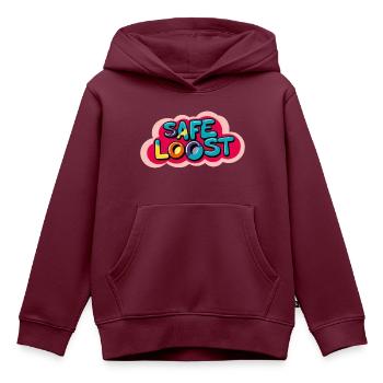 Sicheres Beuten - Kinder Premium Organic Hoodie - Burgunderrot - Vorne - AI Model Kid Female (0cm)