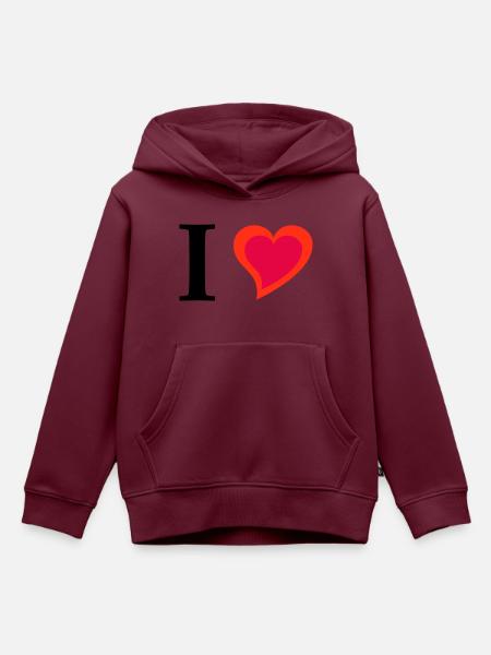 Ich liebe - Kinder Premium Organic Hoodie - Burgunderrot