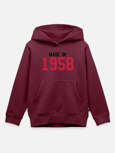 1958 - Kinder Premium Organic Hoodie - Burgunderrot