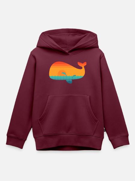 Wal (Sonne) - Kinder Premium Organic Hoodie - Burgunderrot